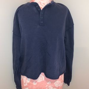 AERIE SWEATSHIRT PULLOVER HALF BUTTON UP